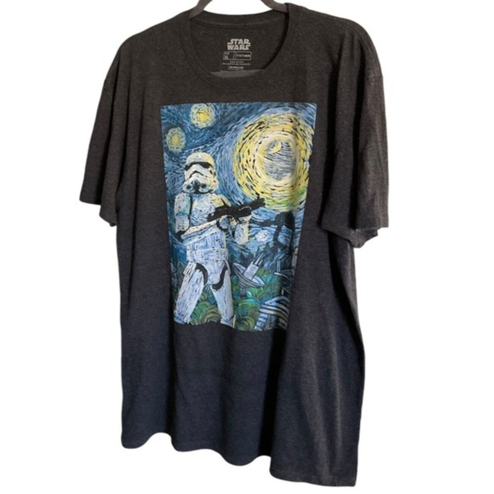 Star Wars Stormtrooper Starry Night Graphic T-Shirt Gray XL Fifth Sun Van Gogh - Picture 2 of 8